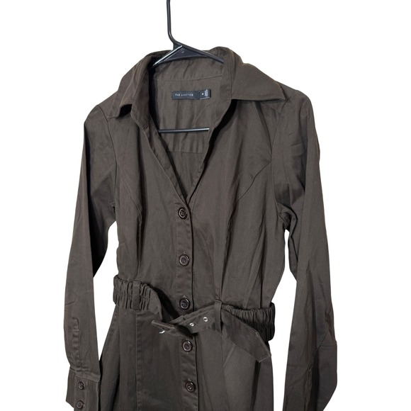 The Limited Womens Dark Brown Button Front Belted Shirt Dress Size 8 - Picture 2 of 6